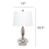 Lalia Home Glass Dollop Table Lamp with White Fabric Shade, Mercury LHT-5001-MR